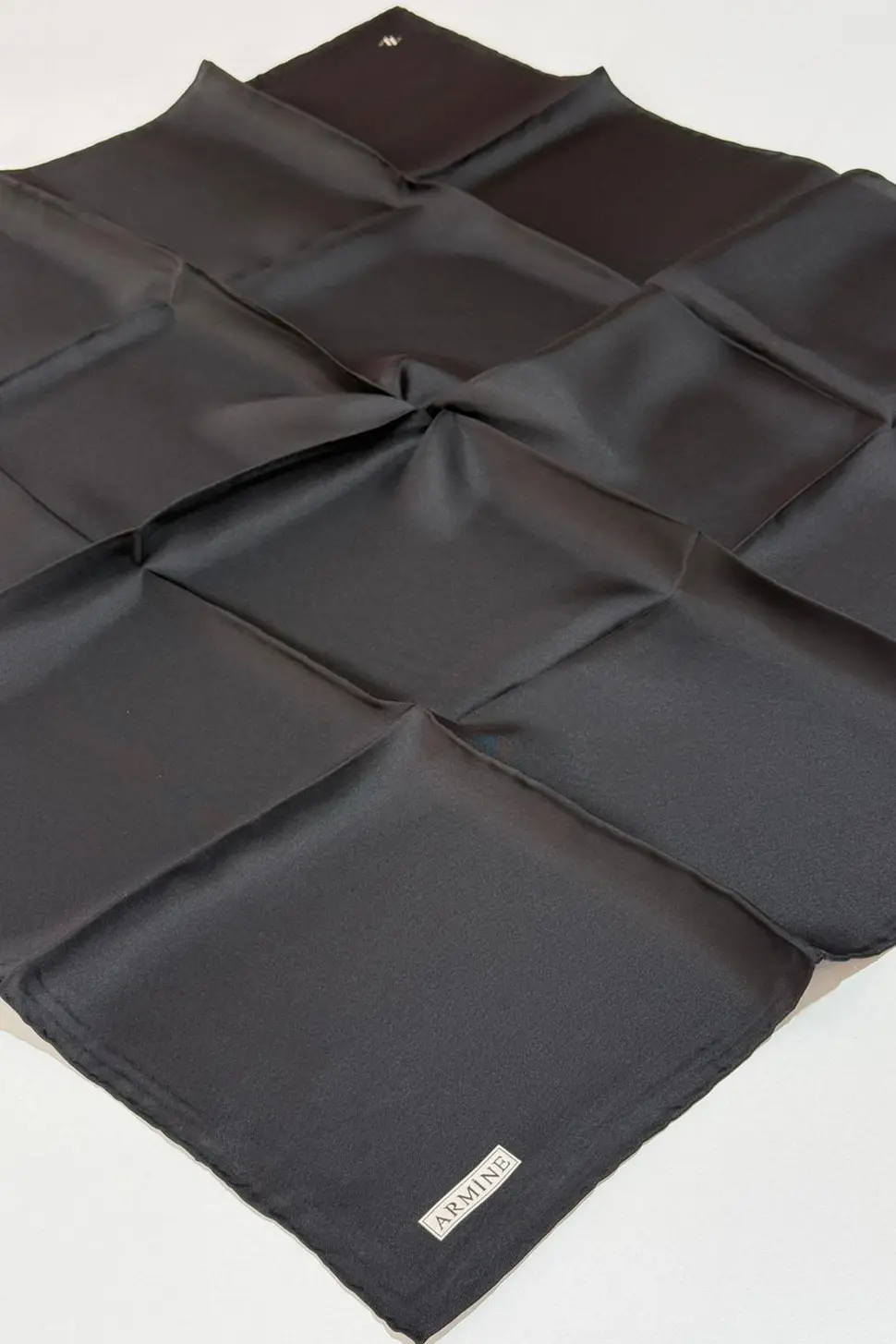 Armine Twill İpek Eşarp Siyah Düz