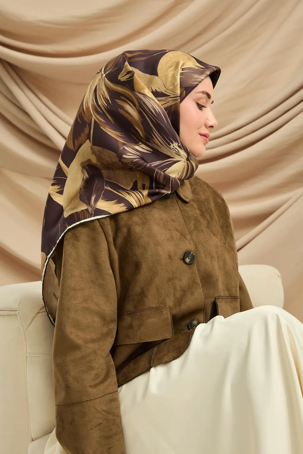 Silk Home Twill İpek Eşarp 11480-58 Acı Kahve