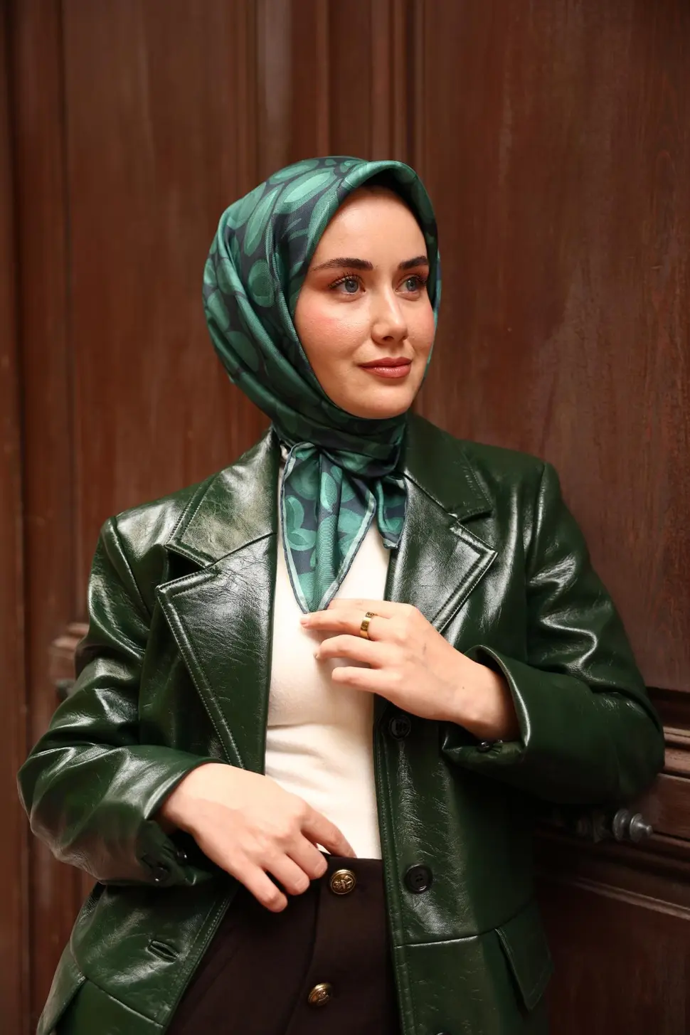 Silk Home Twill İpek Eşarp 11494-44 Koyu Yeşil, Çağla