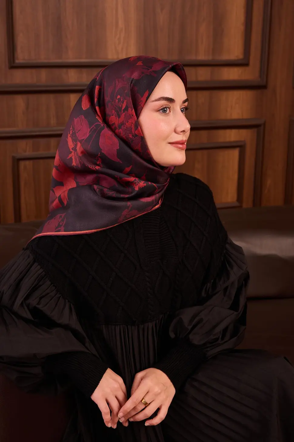 Silk Home Twill İpek Eşarp 11497-02 Kırmızı, Siyah