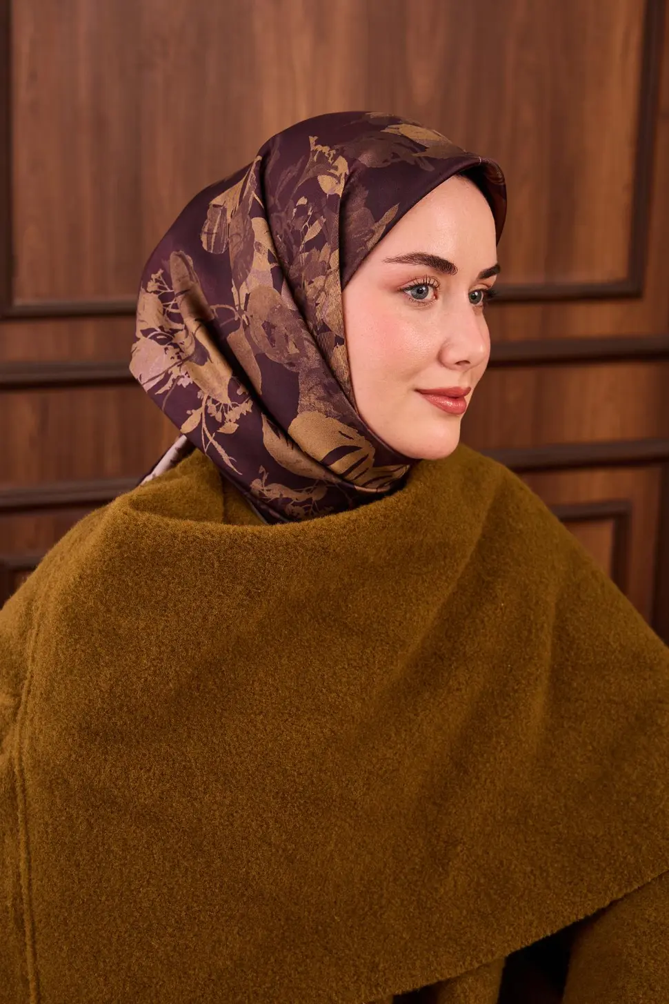 Silk Home Twill İpek Eşarp 11497-13 Koyu Bordo, Vizon
