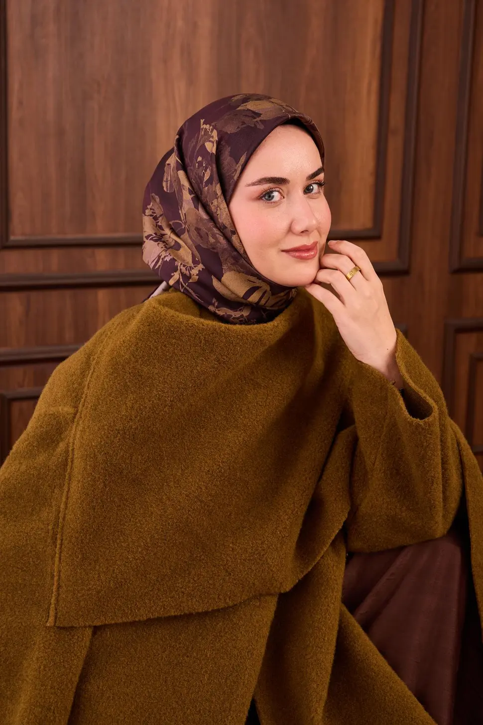 Silk Home Twill İpek Eşarp 11497-13 Koyu Bordo, Vizon