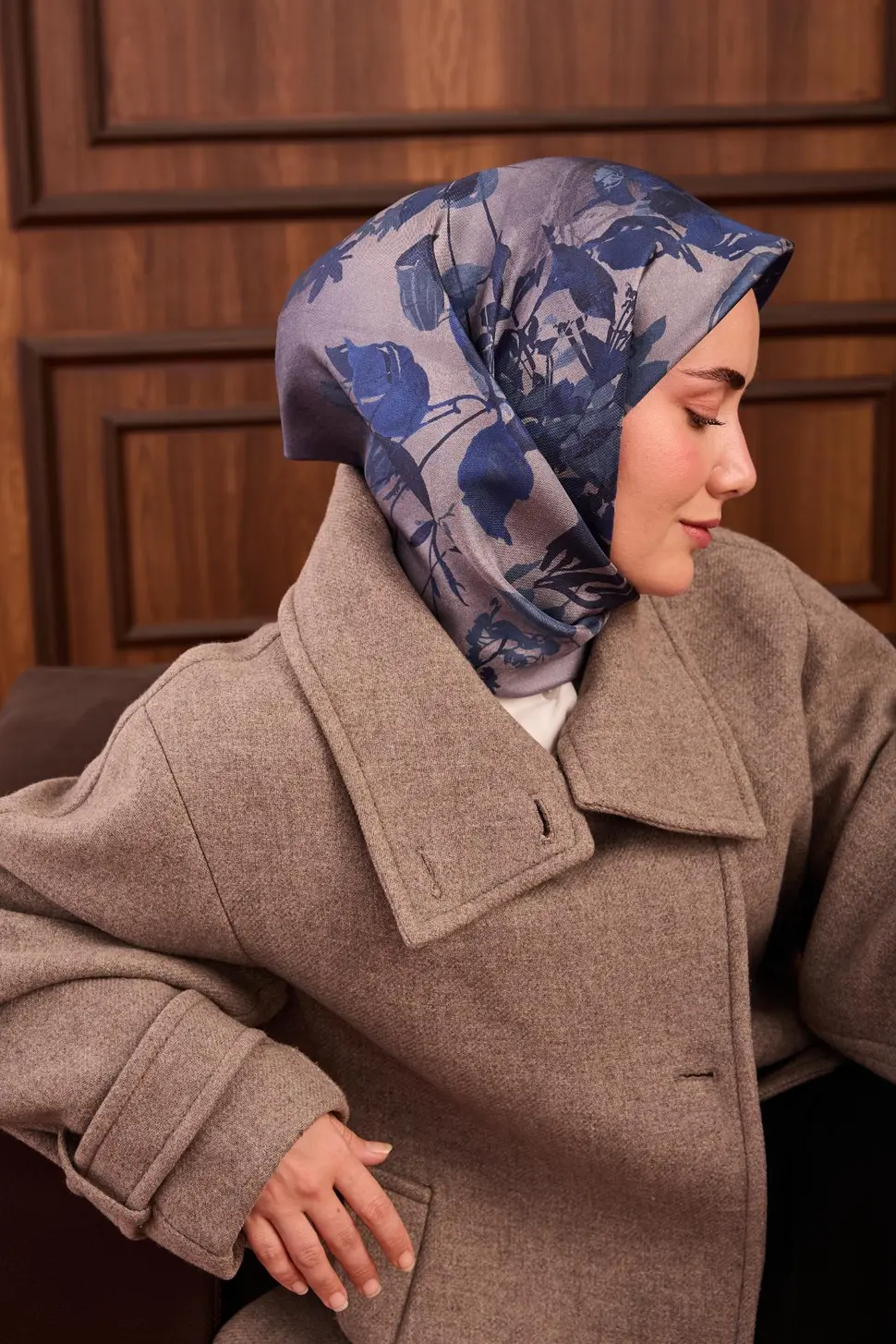 Silk Home Twill İpek Eşarp 11497-17 Saks, Gri, Gece Mavi
