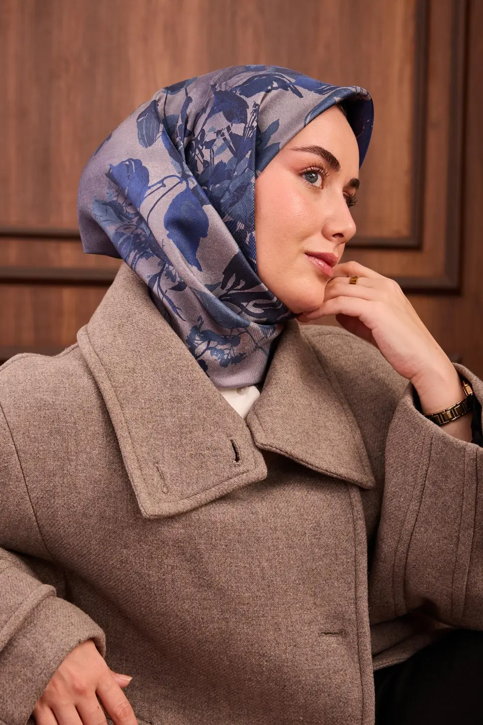 Silk Home Twill İpek Eşarp 11497-17 Saks, Gri, Gece Mavi