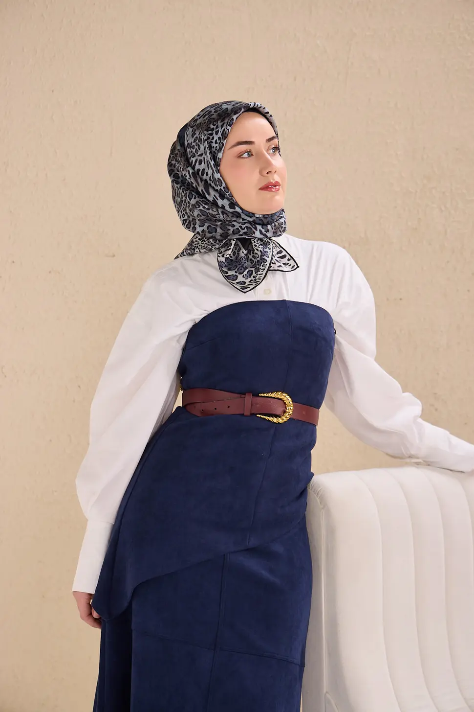 Silk Home Twill İpek Eşarp 11506-06 Leopar, Bebe Mavi, Siyah