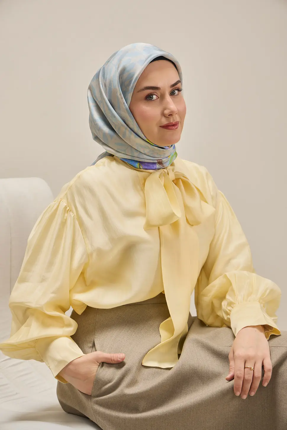 Silk Home Twill İpek Eşarp 11511-04 Gümüş Bebe Mavi Mor