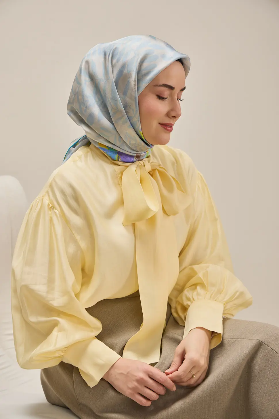 Silk Home Twill İpek Eşarp 11511-04 Gümüş Bebe Mavi Mor