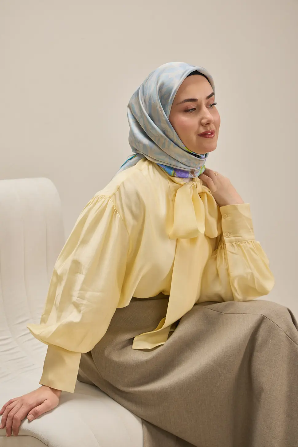 Silk Home Twill İpek Eşarp 11511-04 Gümüş Bebe Mavi Mor