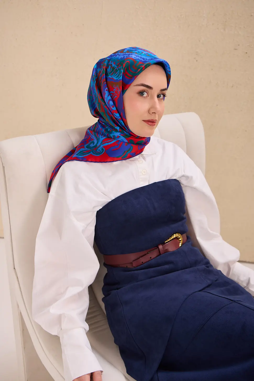 Silk Home Twill İpek Eşarp 11512-08 Saks Mavi, Canlı Kırmızı, Bordo