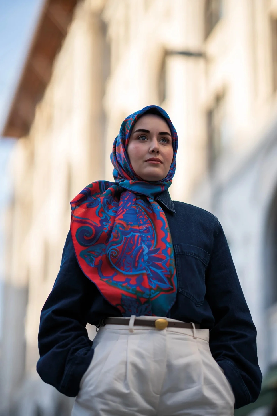 Silk Home Twill İpek Eşarp 11512-08 Saks Mavisi Art Desen