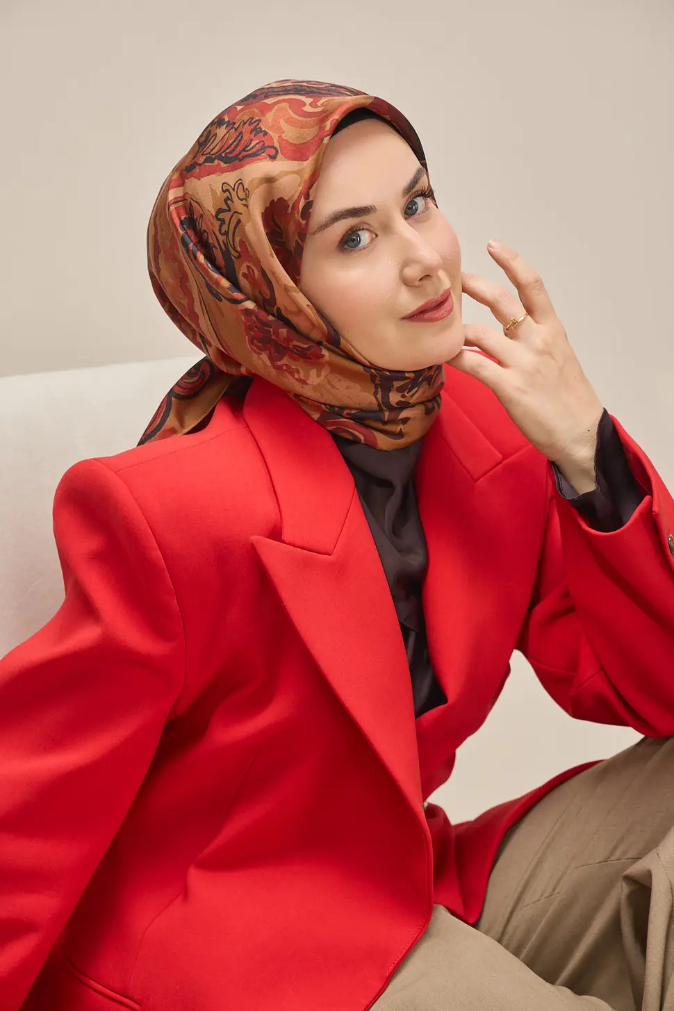 Silk Home Twill İpek Eşarp 11512-23 Bordo, Art Desen