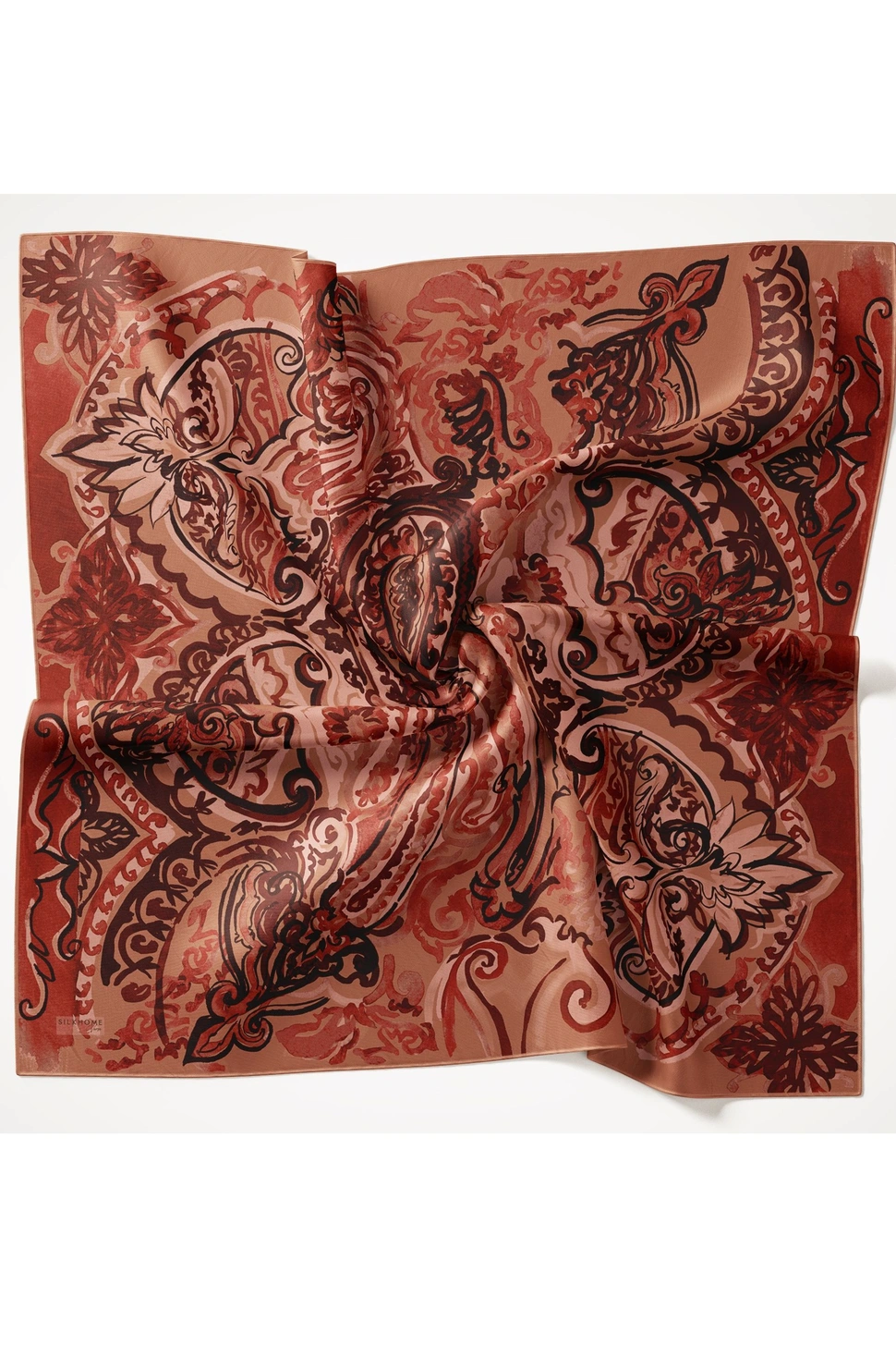Silk Home Twill İpek Eşarp 11512-23 Bordo, Art Desen
