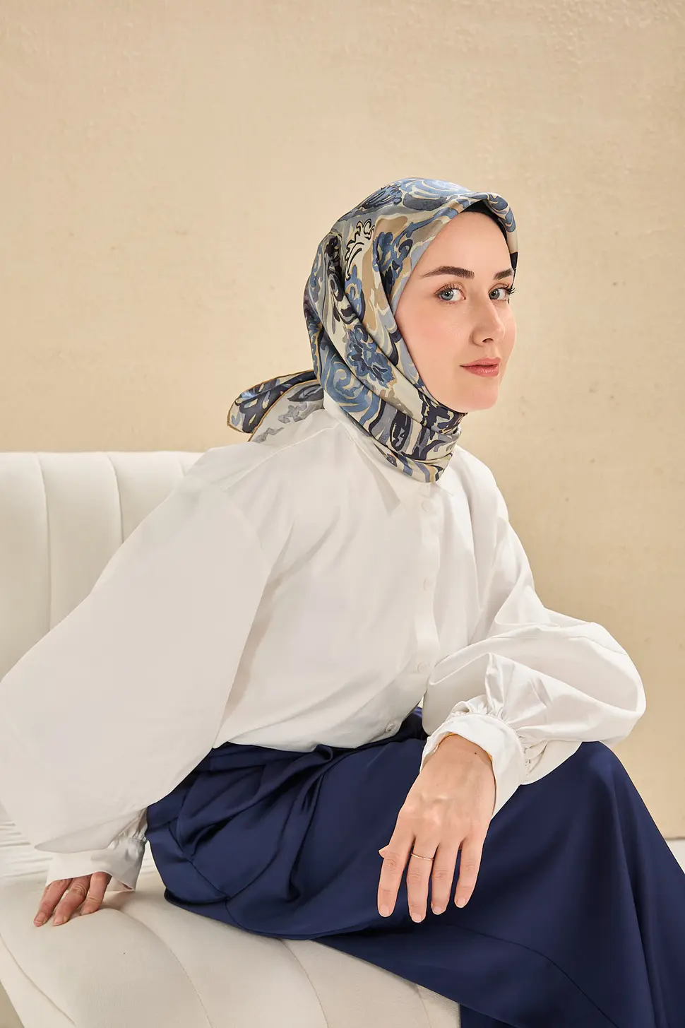 Silk Home Twill İpek Eşarp 111512-29 Bebe Mavi Art Desen