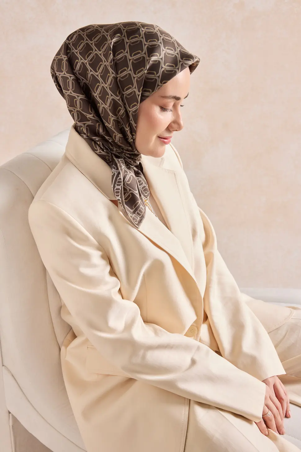 Silk Home Twill İpek Eşarp 11521-04 Zincir Kahverengi