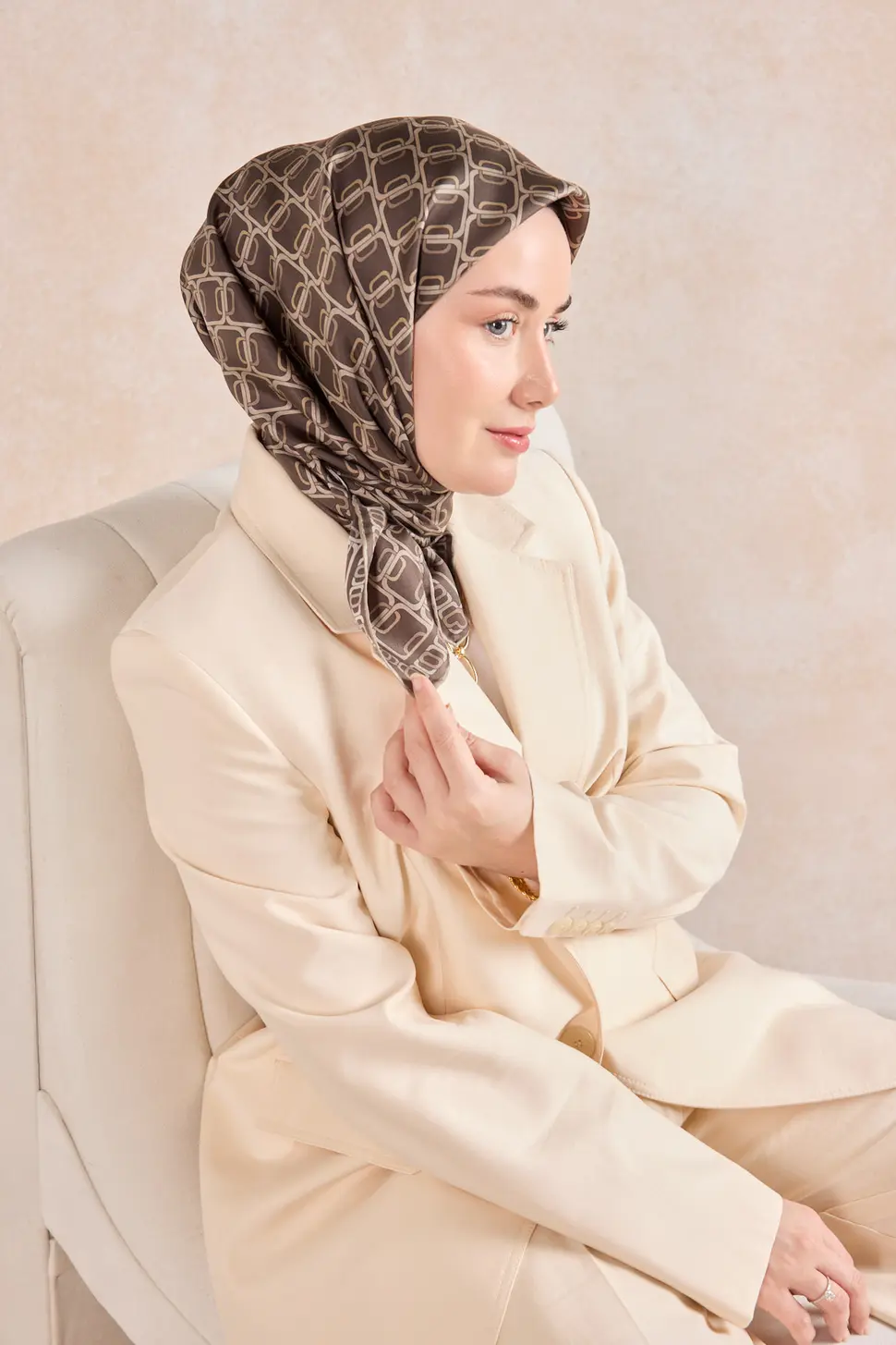 Silk Home Twill İpek Eşarp 11521-04 Zincir Kahverengi