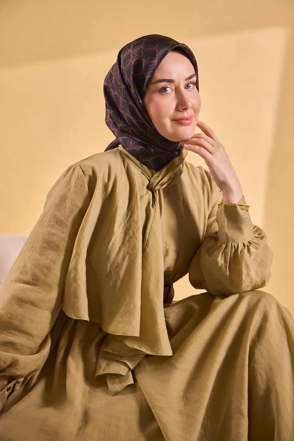 Silk Home Twill İpek 11521-13 Eşarp Zincir Açık Siyah