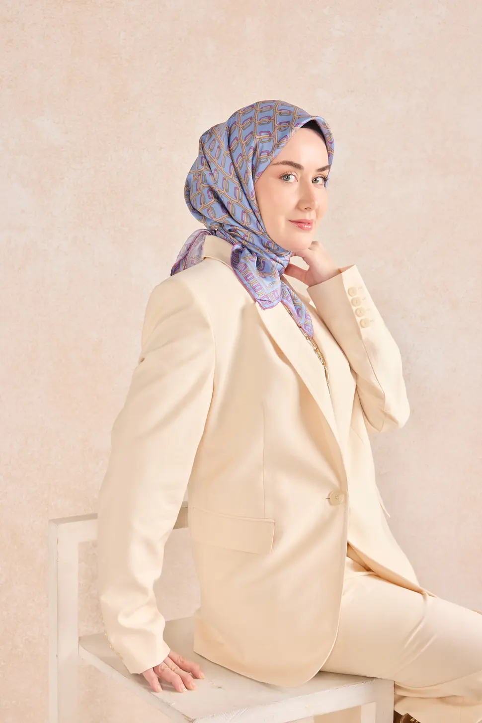 Silk Home Twill İpek Eşarp 11521-15 Zincir Bebe Mavi