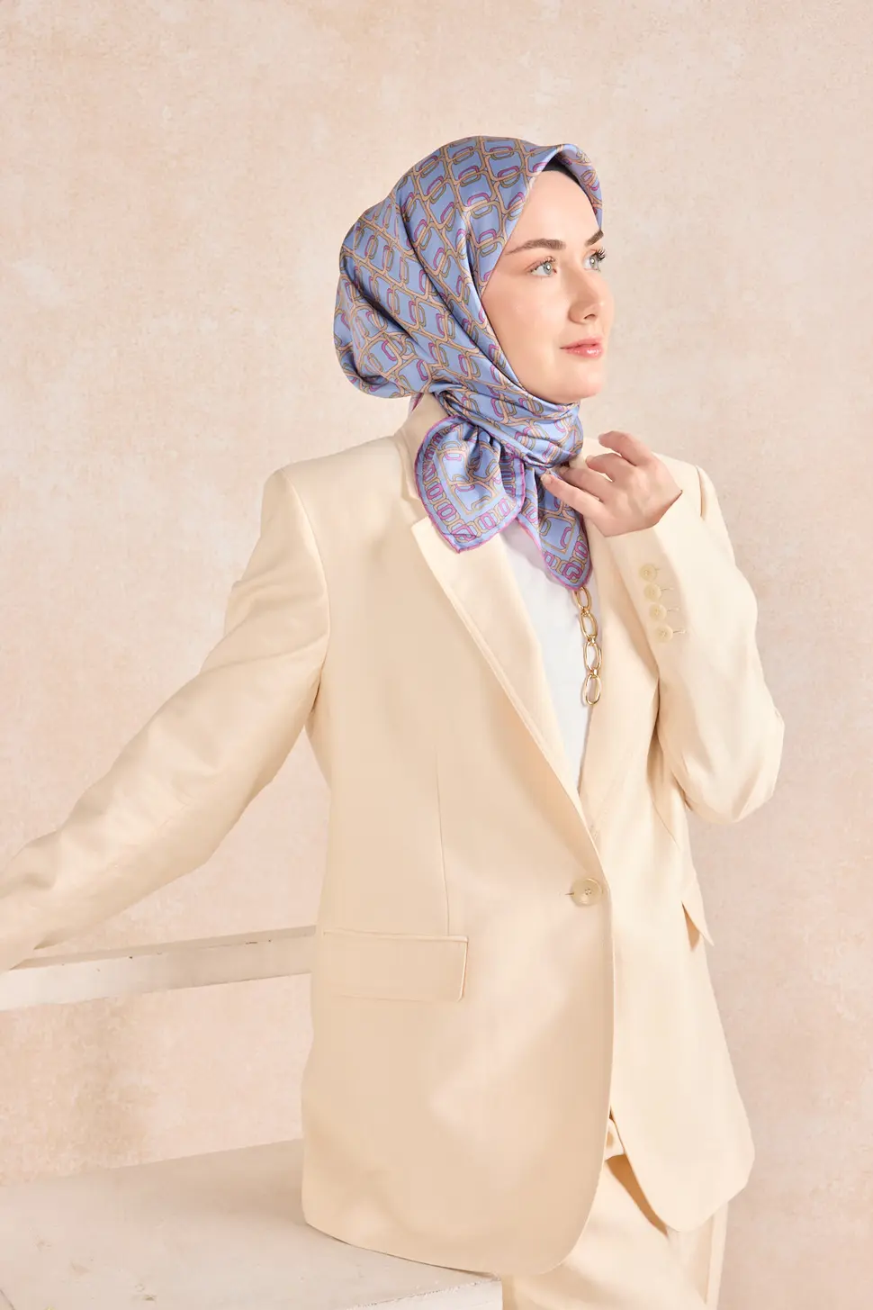 Silk Home Twill İpek Eşarp 11521-15 Zincir Bebe Mavi