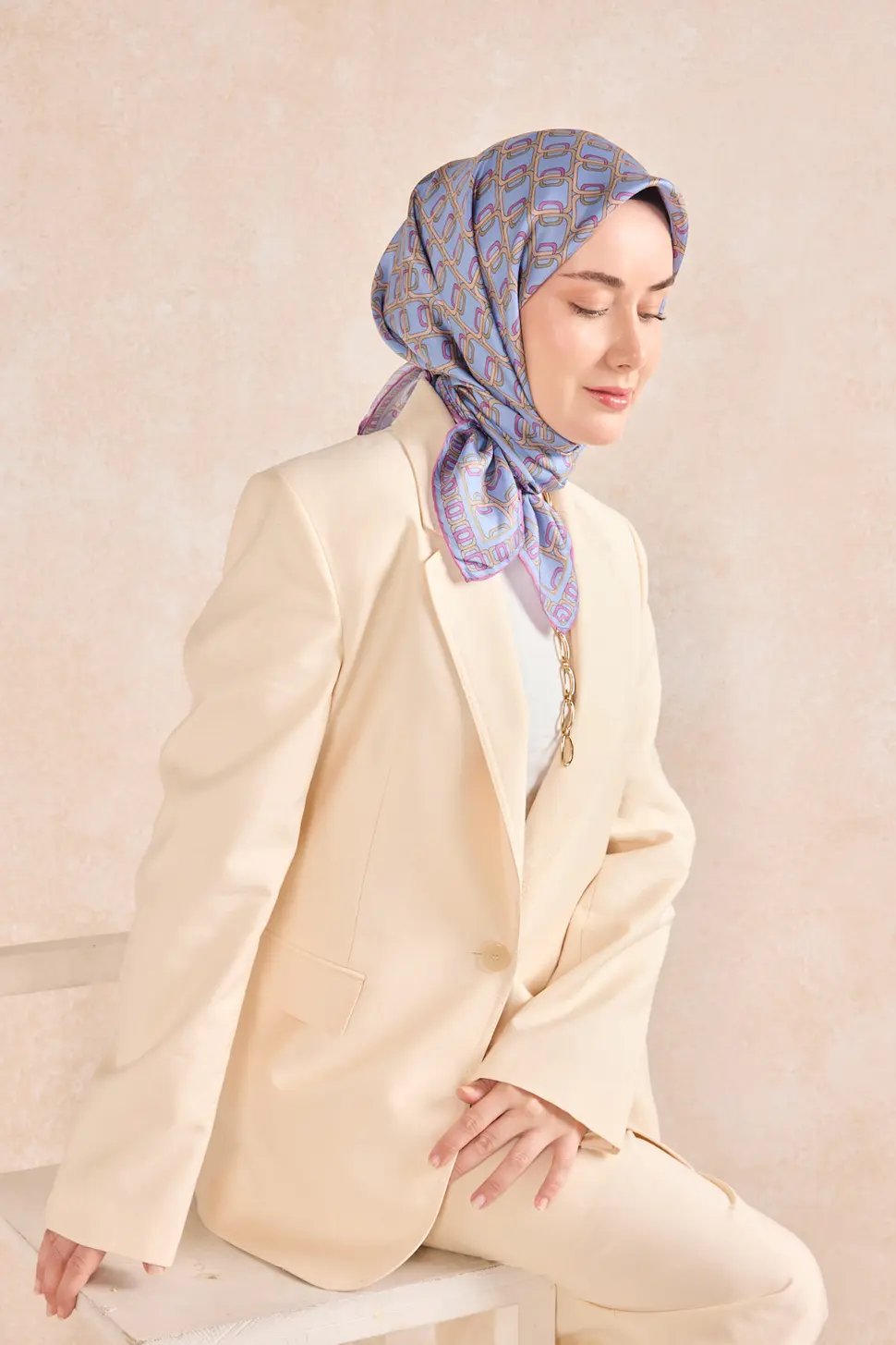 Silk Home Twill İpek Eşarp 11521-15 Zincir Bebe Mavi