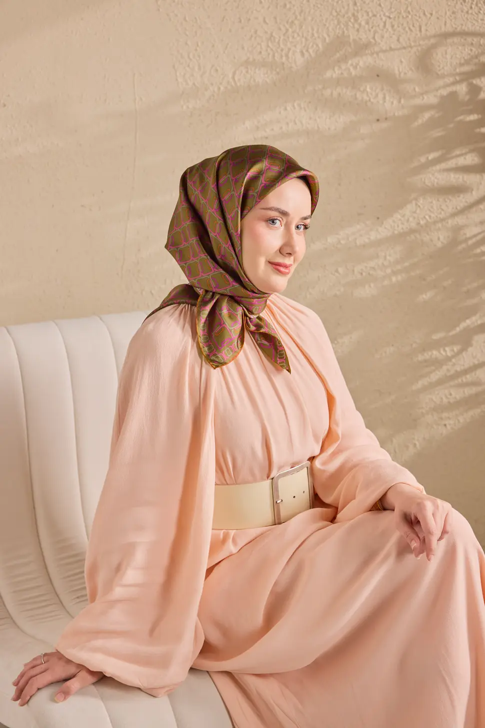 Silk Home Twill İpek Eşarp 11521-26 Zincir Yeşil Kahve
