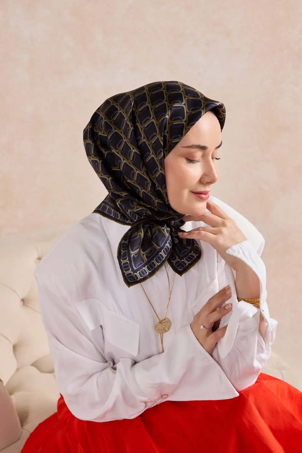 Silk Home Twill İpek Eşarp 11521-28 Zincir Koyu Lacivert