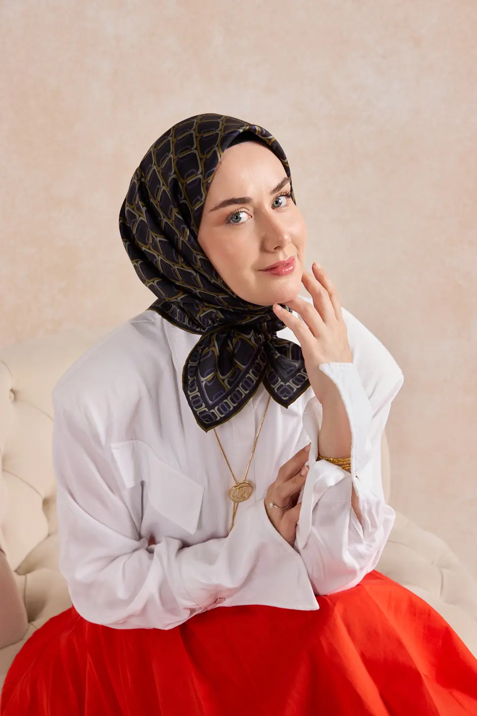 Silk Home Twill İpek Eşarp 11521-28 Zincir Koyu Lacivert
