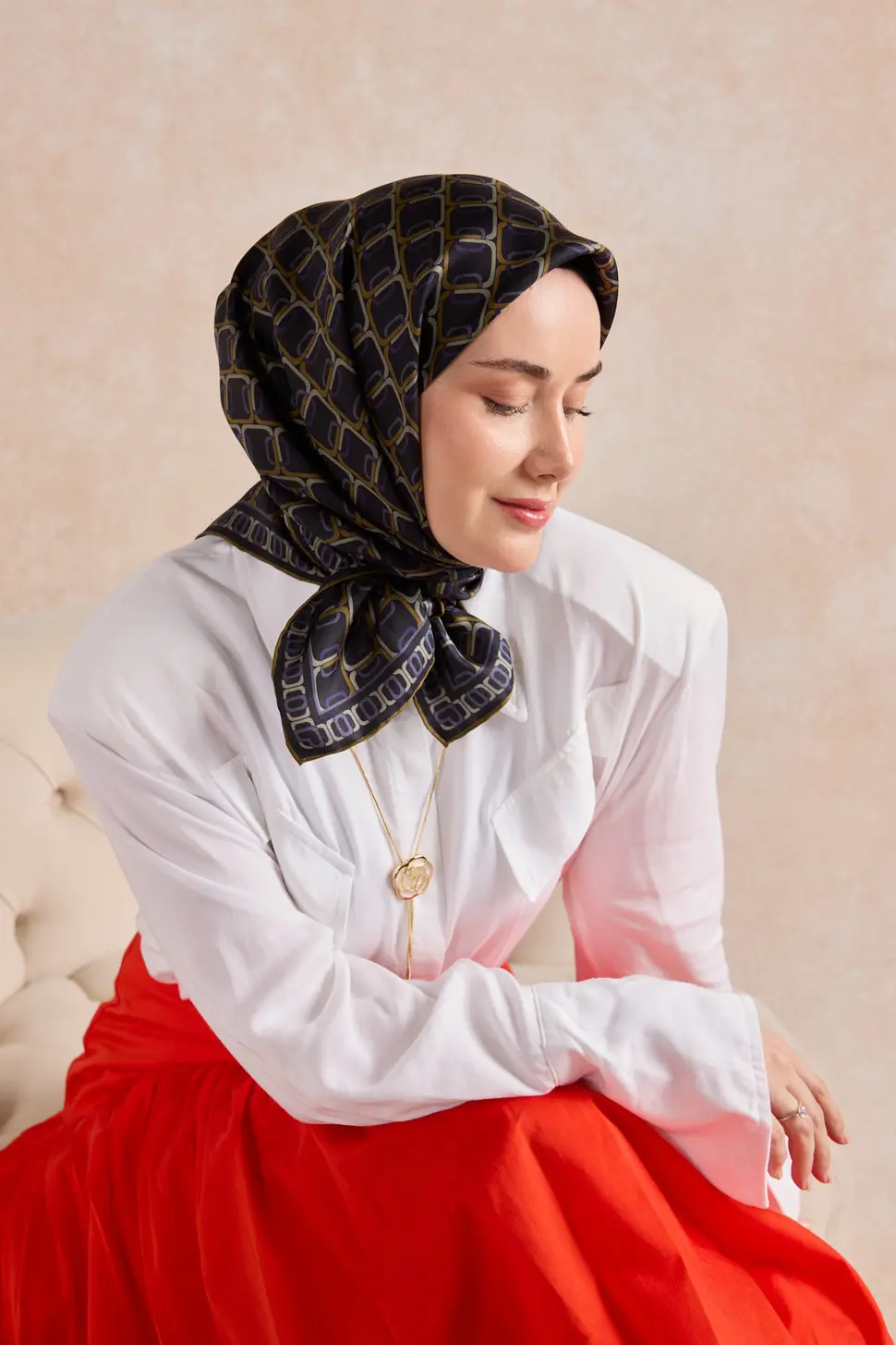 Silk Home Twill İpek Eşarp 11521-28 Zincir Koyu Lacivert