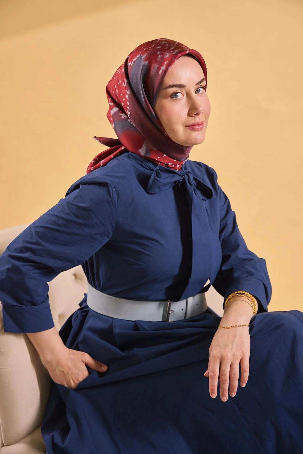 Silk Home Twill İpek Eşarp 11526-03 Bordo, Antrasit, Gümüş
