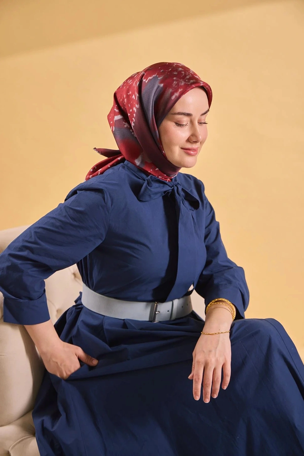 Silk Home Twill İpek Eşarp 11526-03 Bordo, Antrasit, Gümüş