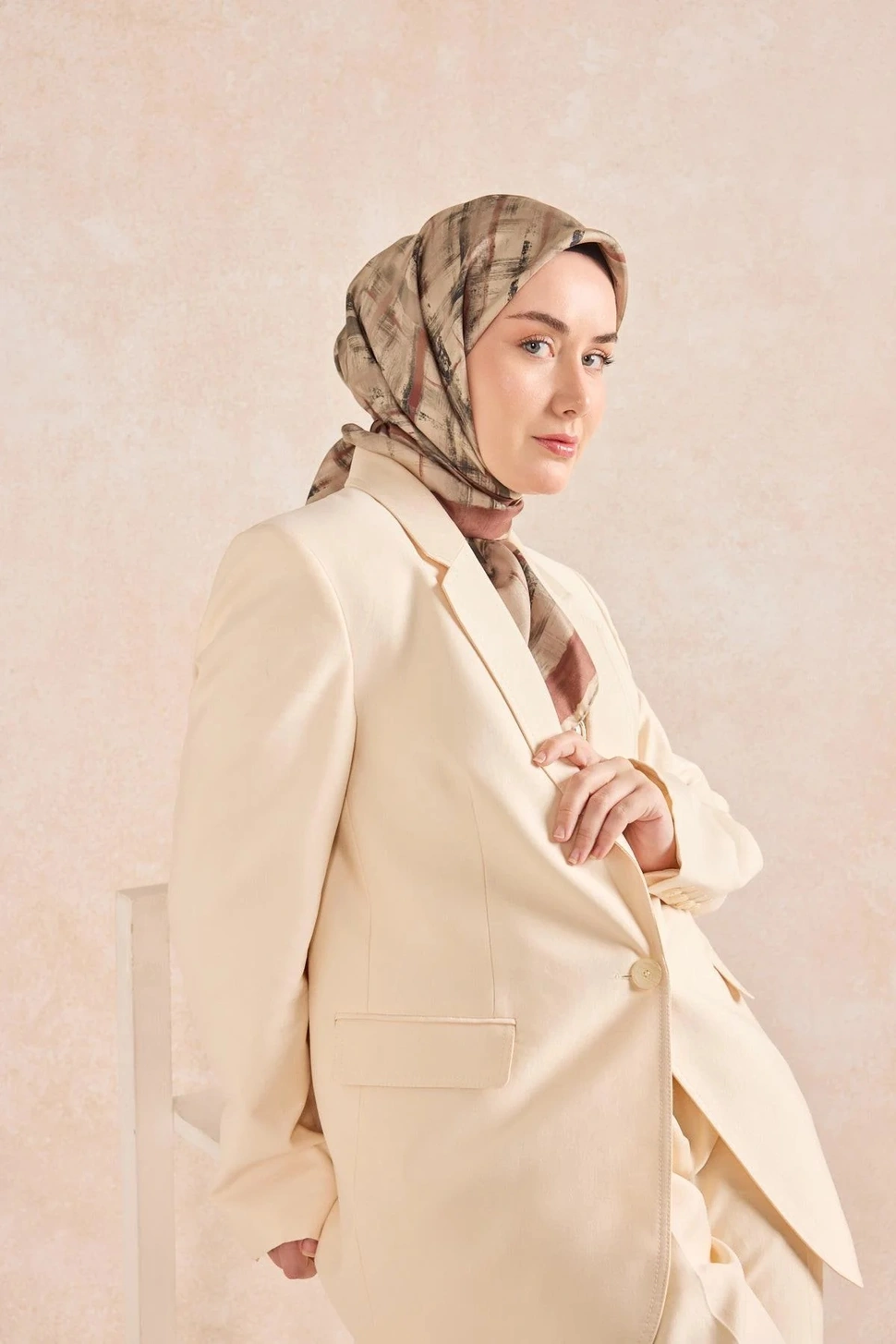 Silk Home Twill İpek Eşarp 11527-03 Kiremit, Krem