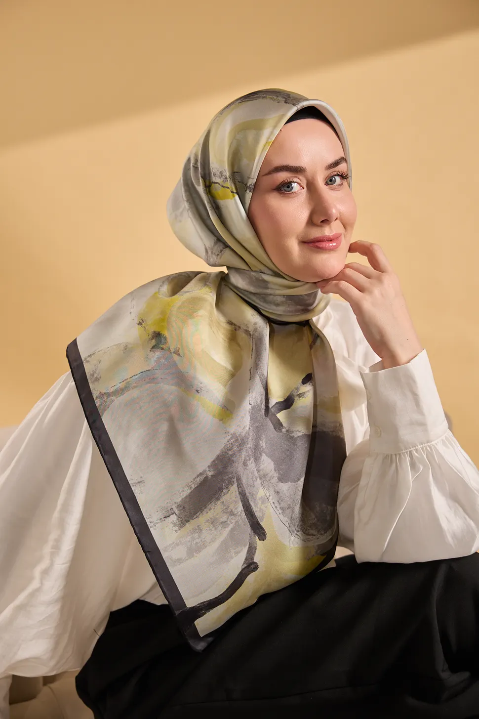 Silk Home Twill İpek Eşarp 11528-14 Petal Antrasit