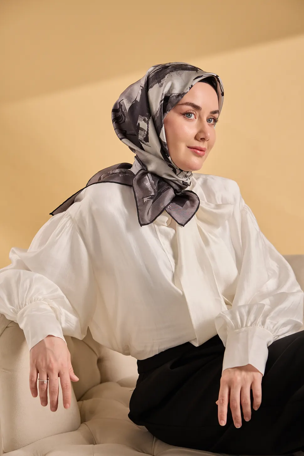 Silk Home Twill İpek Eşarp 11529-10 Signature Antrasit