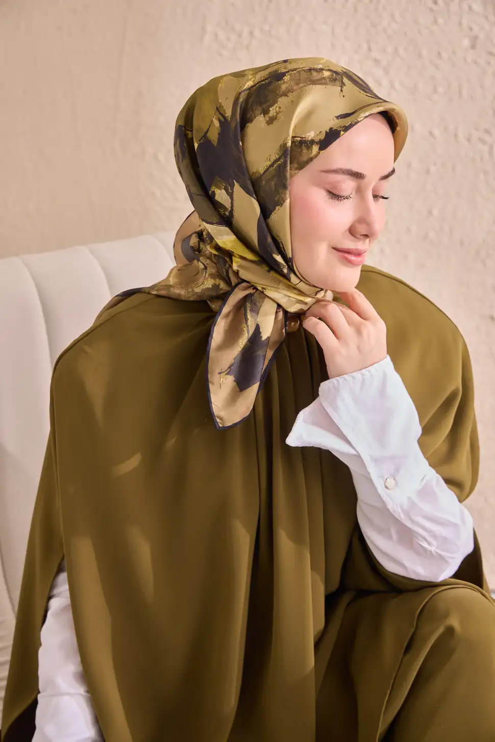 Silk Home Twill İpek Eşarp 11529-14 Signature Haki
