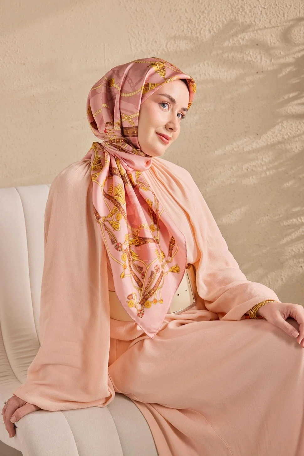 Silk Home Twill İpek Eşarp 11530-06 Tozpembe, Kahverengi