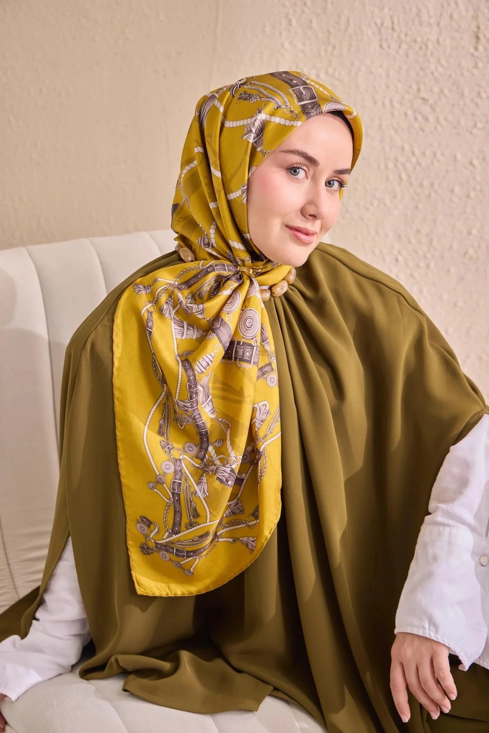 Silk Home Twill İpek Eşarp 11530-18 Sarı, Vizon, Krem