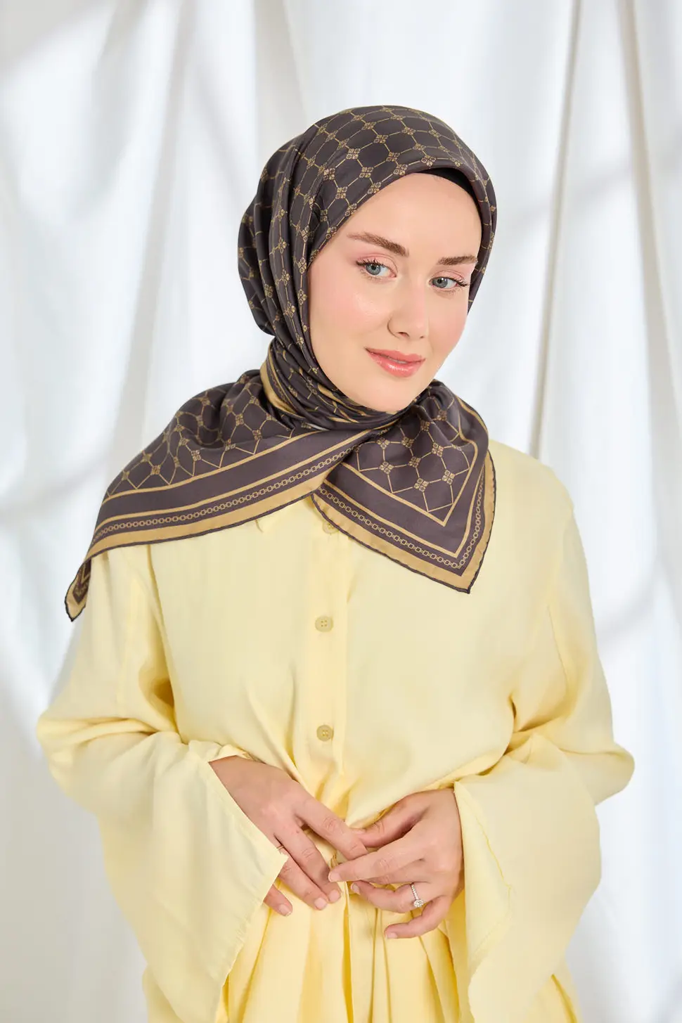 Silk Home Twill İpek Eşarp Monogram Acı Kahve