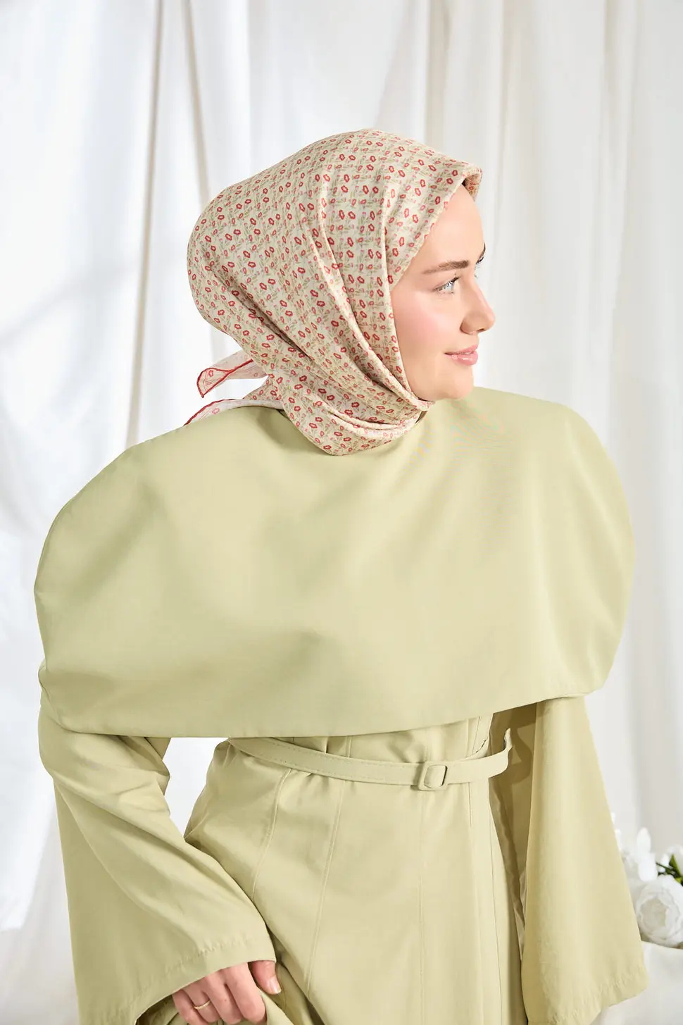 Silk Home Twill İpek Eşarp Mini Bouquet Krem