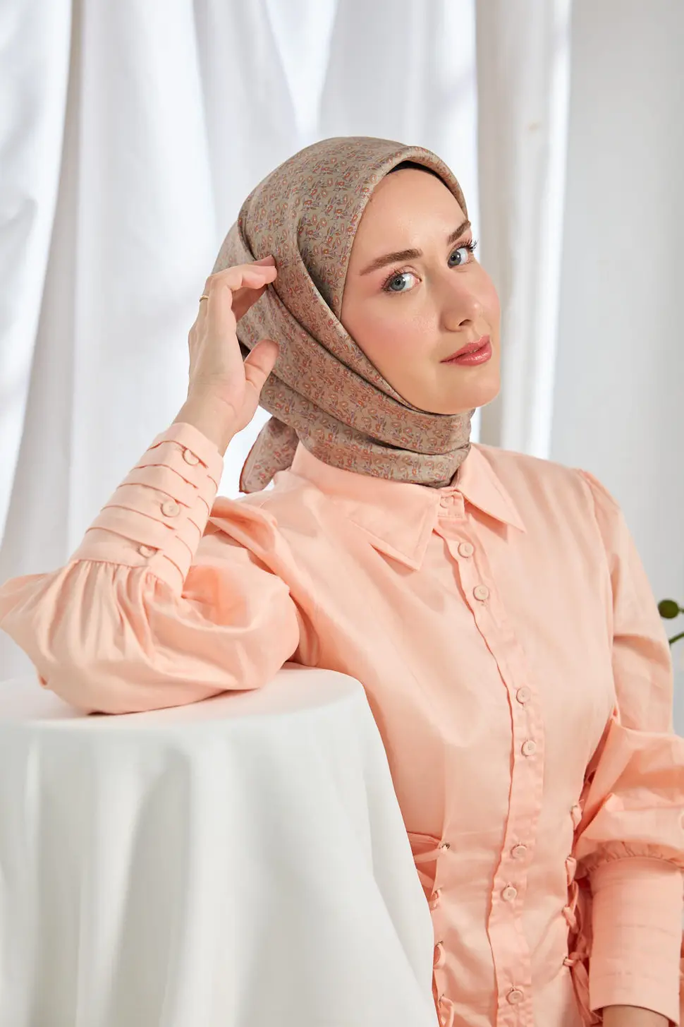 Silk Home Twill İpek Eşarp Mini Bouquet Vizon