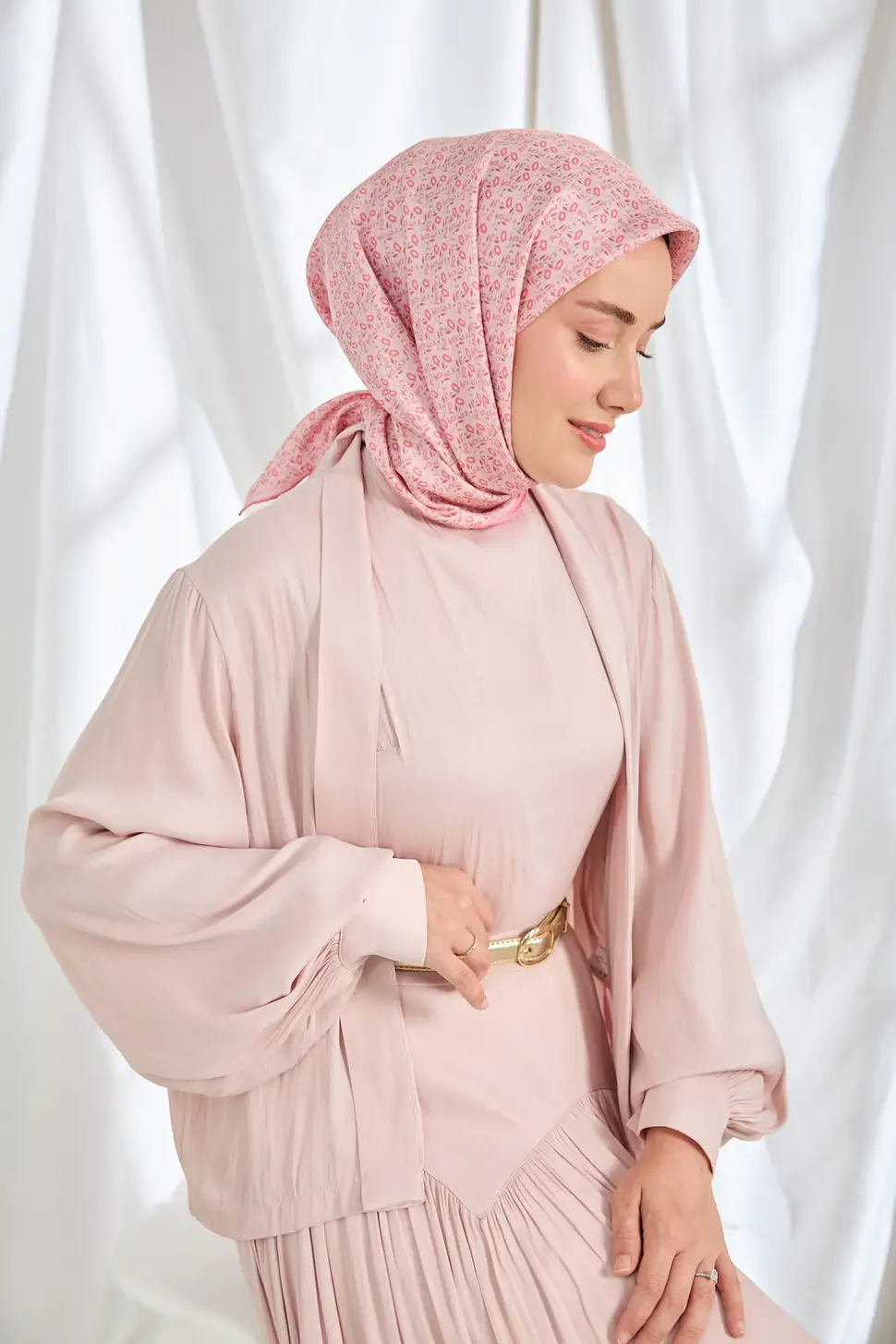 Silk Home Twill İpek Eşarp Mini Bouquet Pembe
