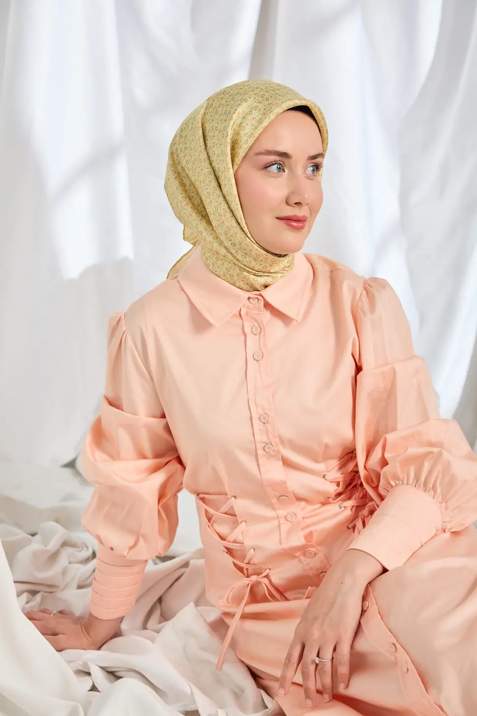 Silk Home Twill İpek Eşarp Mini Bouquet Açık Sarı
