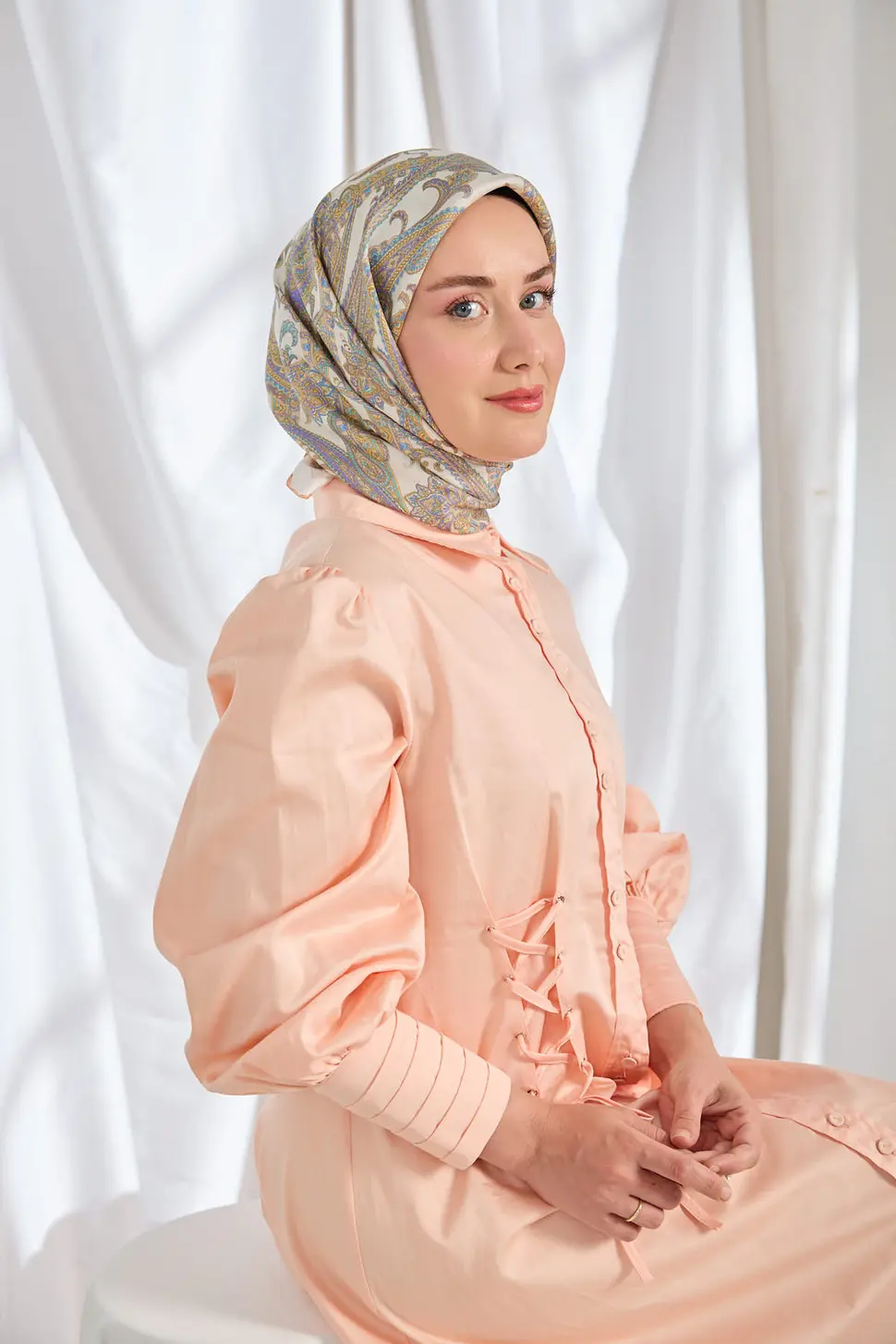 Silk Home Twill İpek Eşarp Ottoman Paisley Ekru