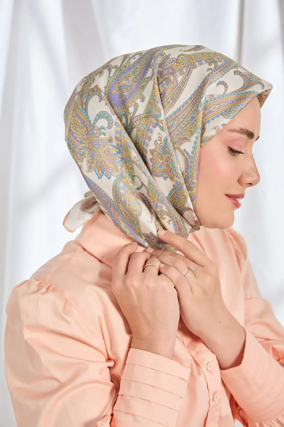 Silk Home Twill İpek Eşarp Ottoman Paisley Ekru