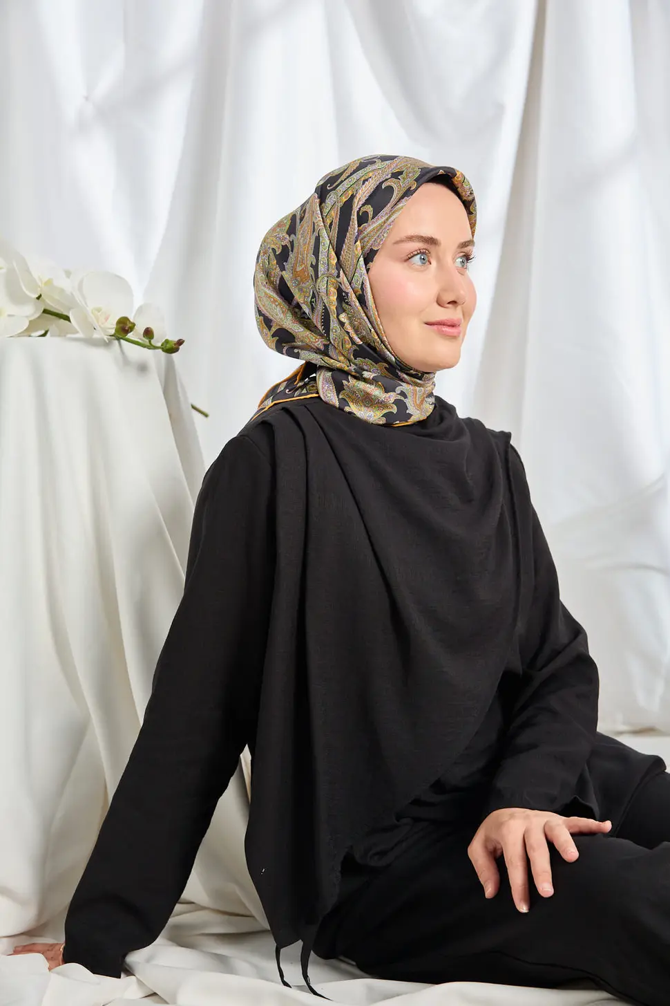 Silk Home Twill İpek Eşarp Ottoman Paisley Siyah