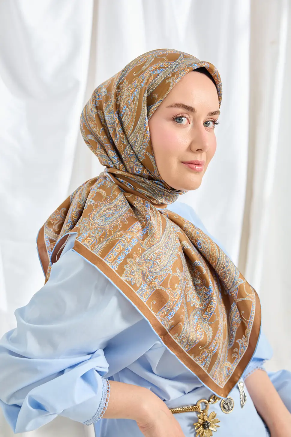 Silk Home Twill İpek Eşarp Ottoman Paisley Karamel