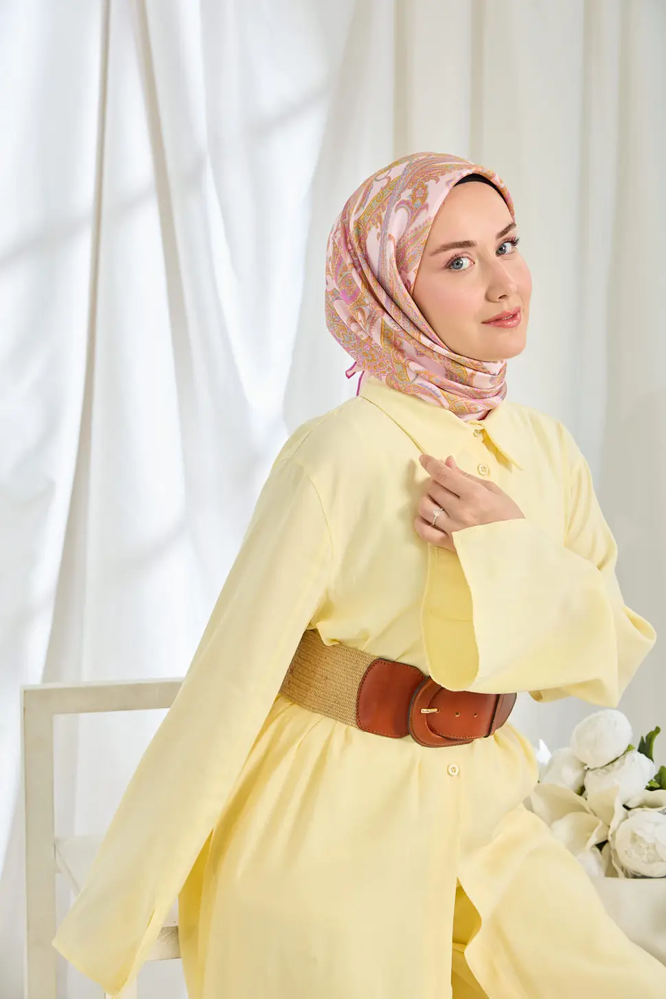 Silk Home Twill İpek Eşarp Ottoman Paisley Pembe