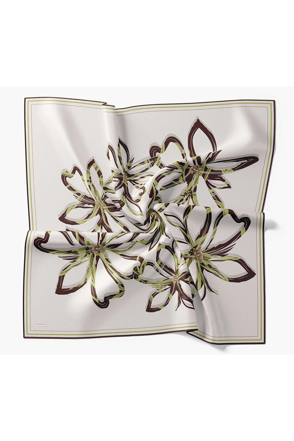 Silk Home Twill İpek Eşarp Bloom Gümüş