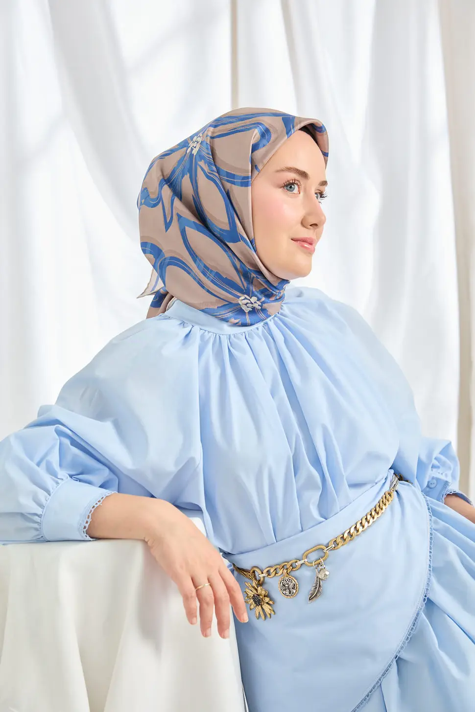 Silk Home Twill İpek Eşarp Bloom Koyu Vizon