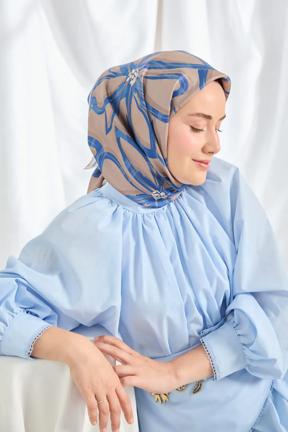 Silk Home Twill İpek Eşarp Bloom Koyu Vizon