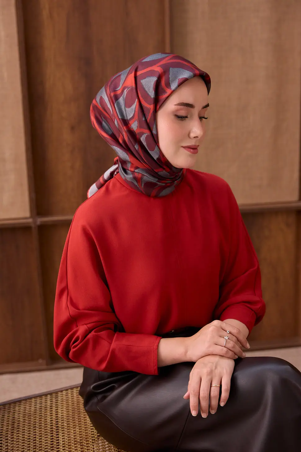 Silk Home Twill İpek Eşarp Aurelia Koyu Kırmızı