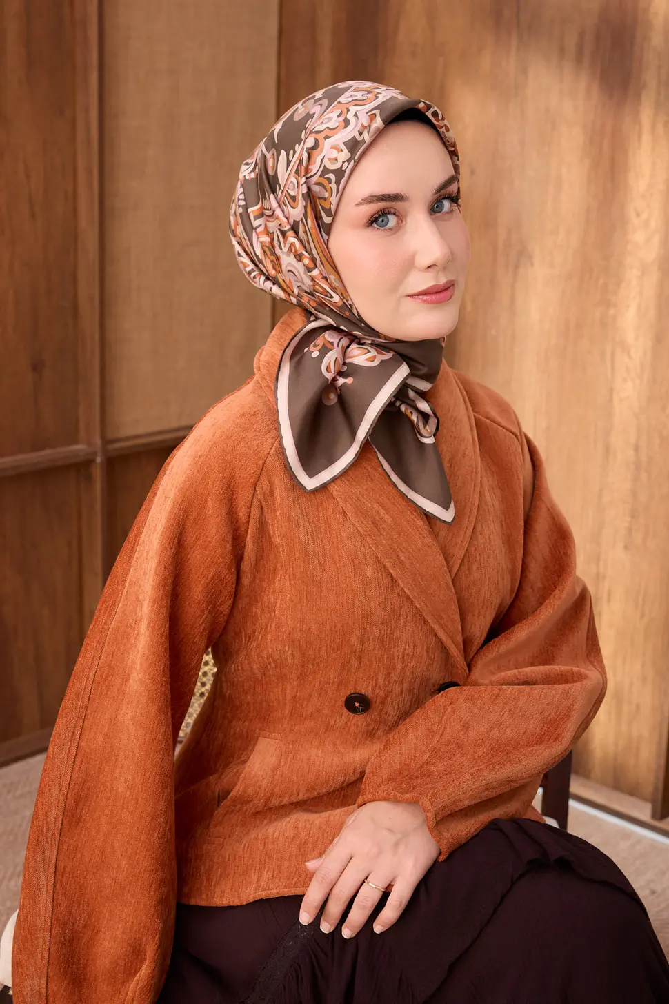 Silk Home Twill İpek Eşarp Ethnic Paisley Koyu Yeşil